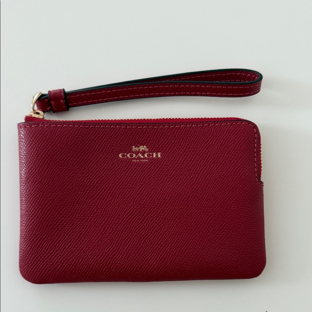 Coach Burgundy Wristlet with Gold Accents